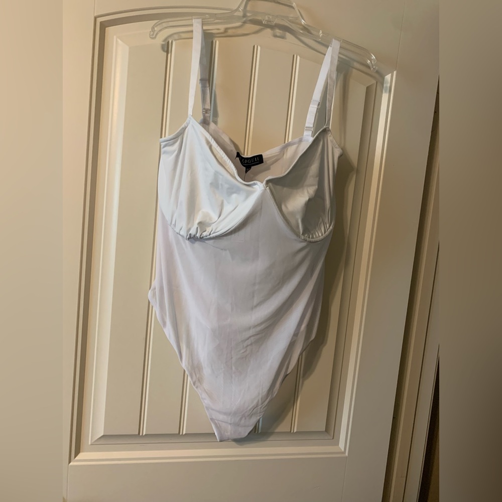 ELOQUII Limited Edition White Mesh Bodysuit